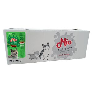Cutie 24 plicuri Premium hrana umeda pisici adulte cu carne de Miel Mio 100g