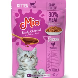 Hrana umeda kitten pisici junior Mio Cat bucati de pui in sos delicios