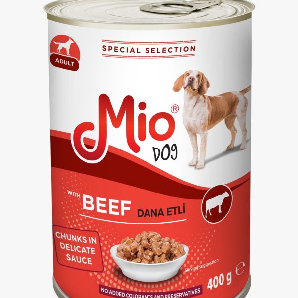 conserva Mio 400 g hrana umeda premium completa caini adulti carne de vitel