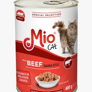 conserva Mio 400 g hrana umeda premium completa pisici adulte carne de vitel