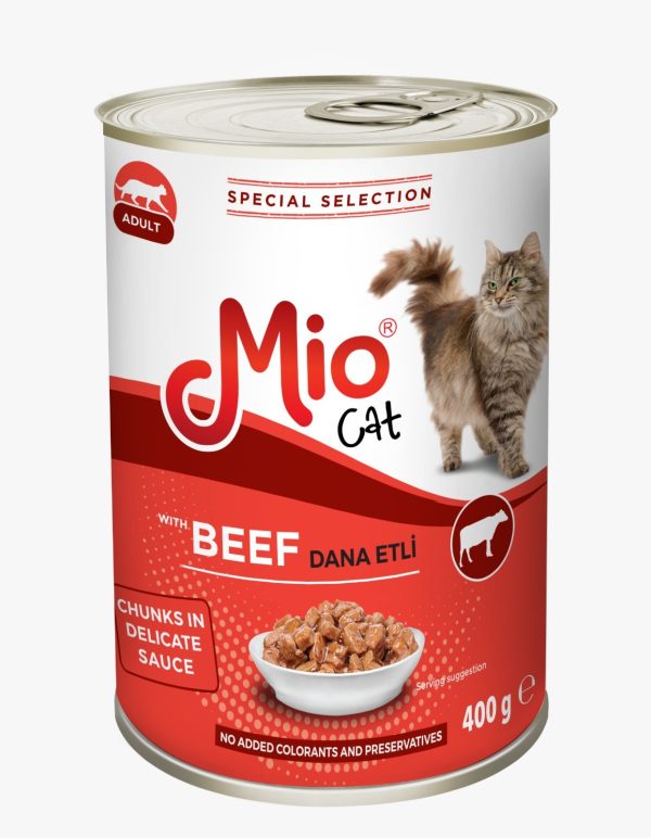 conserva Mio 400 g hrana umeda premium completa pisici adulte carne de vitel