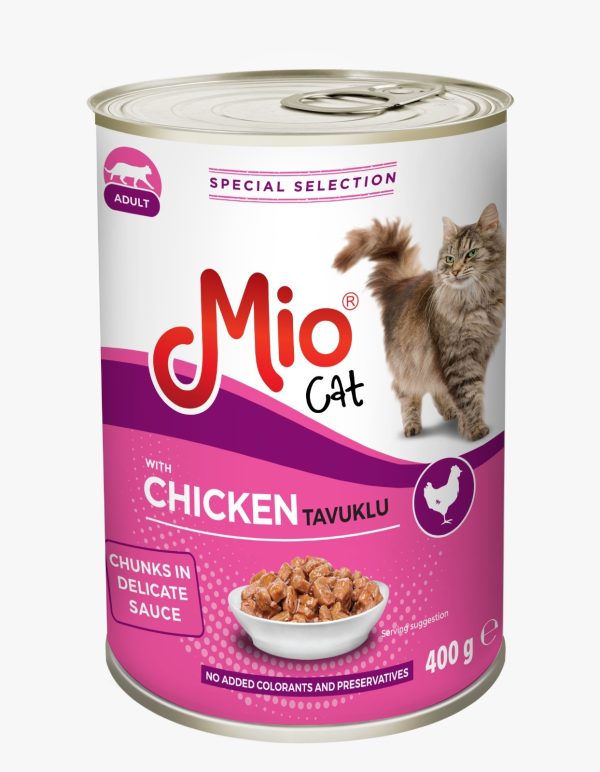 conserva Mio 400 g hrana umeda premium completa pisici adulte carne pui