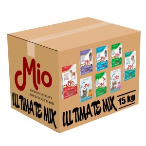 ULTIMATE MIX toate produsele Mio Premium Cats and Dogs Hrana uscata pisici adulte, sterilizate, kitten caini adulti Cutie 15 Kg