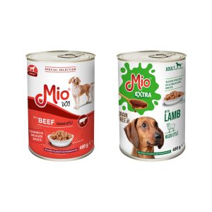 Pachet Promotional 2 conserve Mio Dog si Extra 400 g hrana umeda premium completa caini adulti