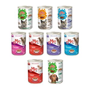 Pachet Promotional toate 9 conserve Mio Cats and Dogs 400 g mancare umeda premium completa pisici si caini adulti